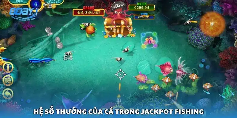 Hệ số thưởng của cá trong Jackpot Fishing