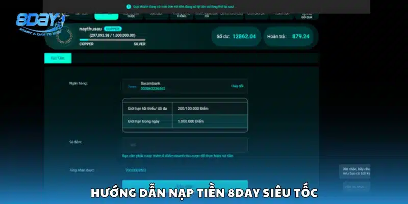 Hướng dẫn nạp tiền 8Day siêu tốc